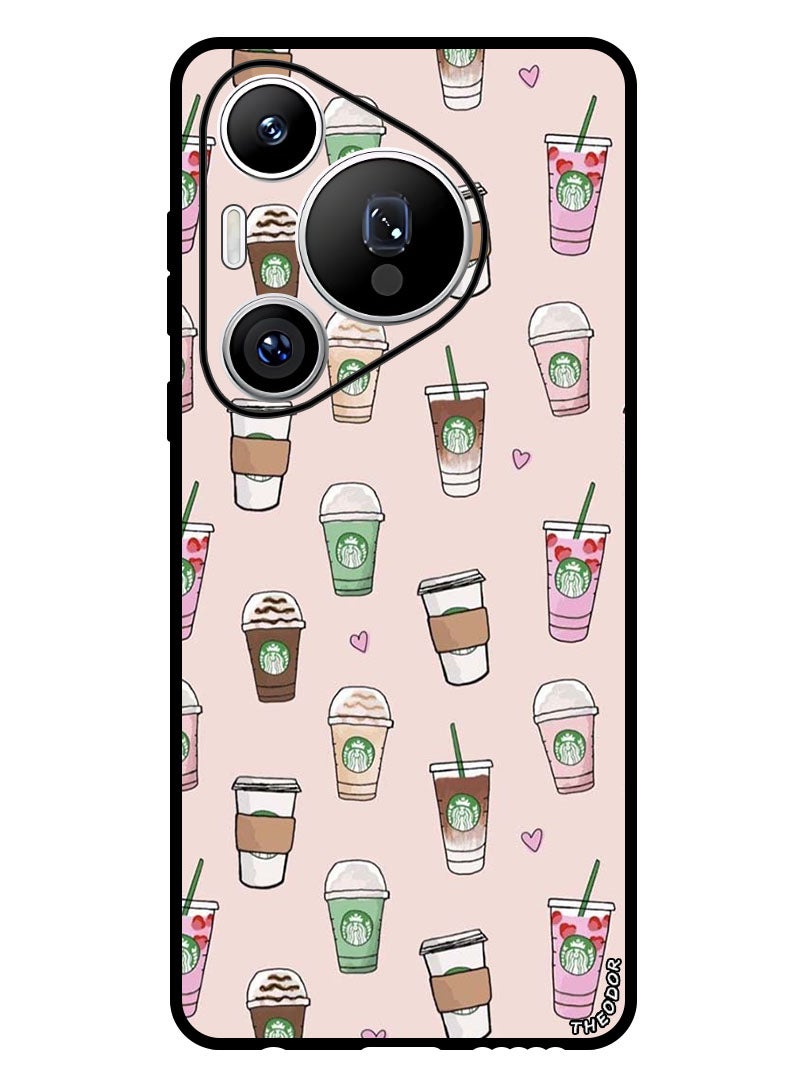 Theodor Protective Case Anti Scratch Shock Proof Bumper Cover For Huawei Pura 70 Coffee Patterns - Image 1