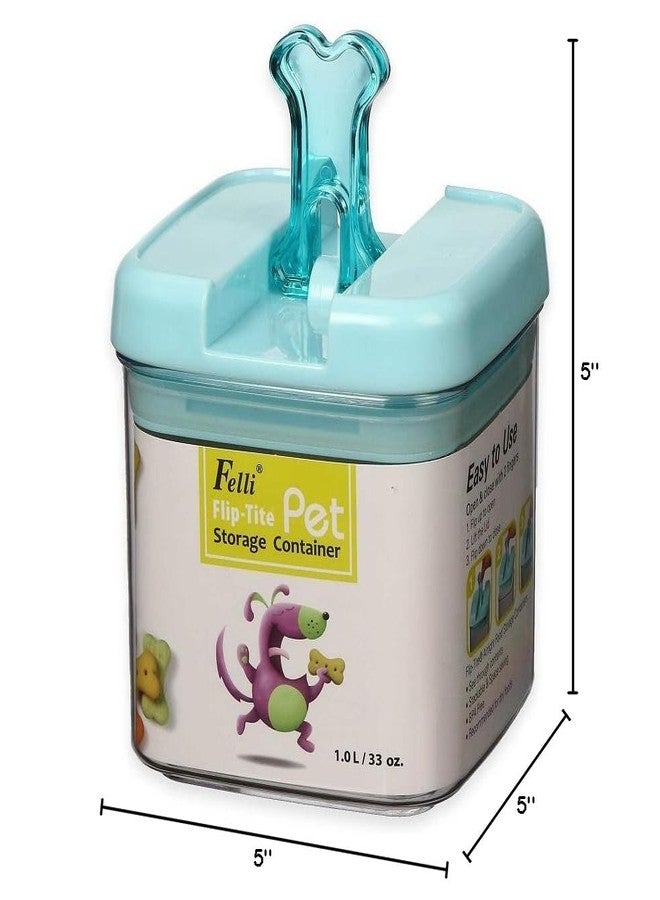 فيلي علبة تخزين طعام الحيوانات الأليفة الصغيرة على شكل عظمة مربعة الشكل بارتفاع 5 بوصات، شفافة/زرقاء - Image 2