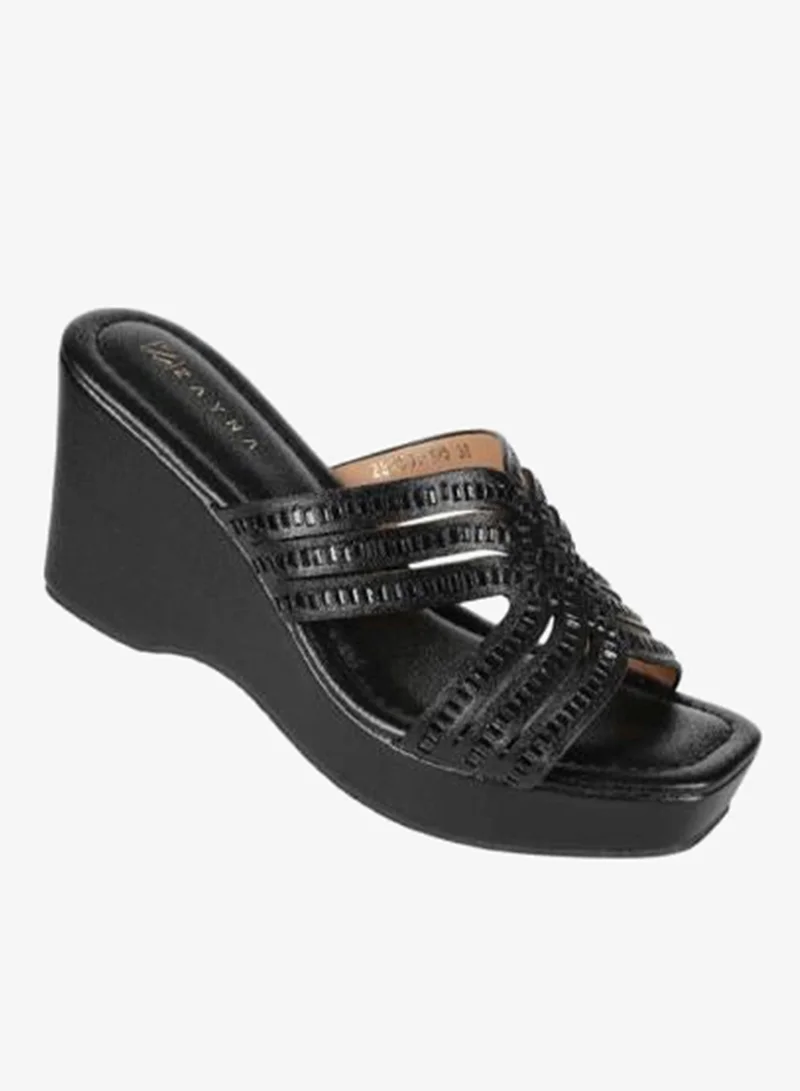 ZAYNA 221-197 Zayna Ladies Wedge Heel Sandals 2B2531-125 Black