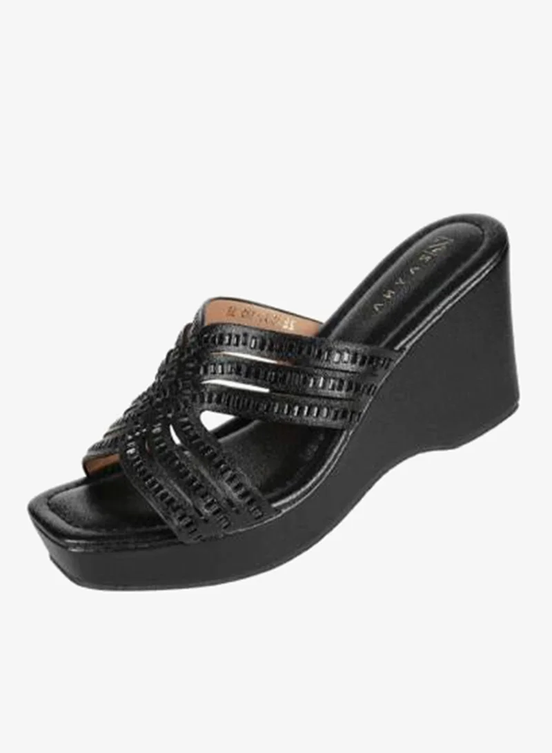 ZAYNA 221-197 Zayna Ladies Wedge Heel Sandals 2B2531-125 Black