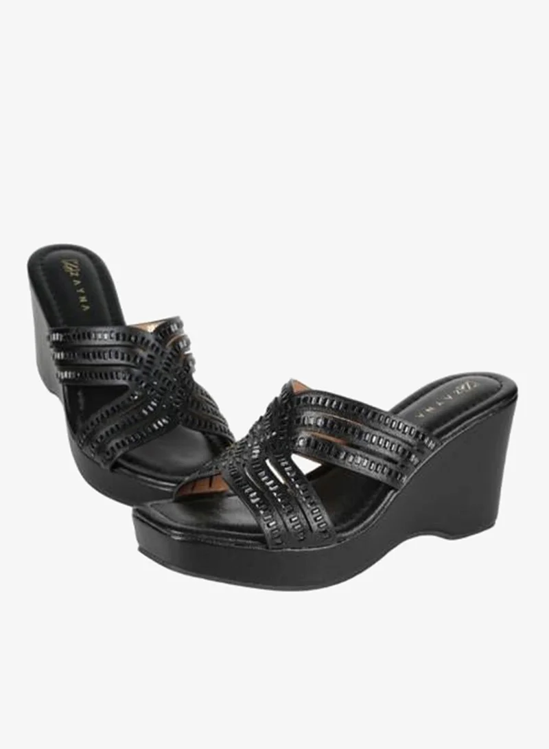Zayna Black 221-197 Zayna Ladies Wedge Heel Sandals 2B2531-125 Black for Women | Best Price UAE