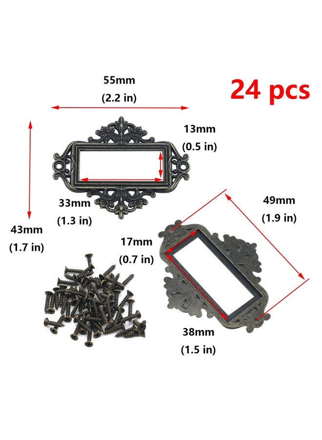 Antrader 24 Pack Vintage Laceup Office Library File Drawer Tag Business Card Slot Label Holder Metal Frame Antique Bronze - Image 2