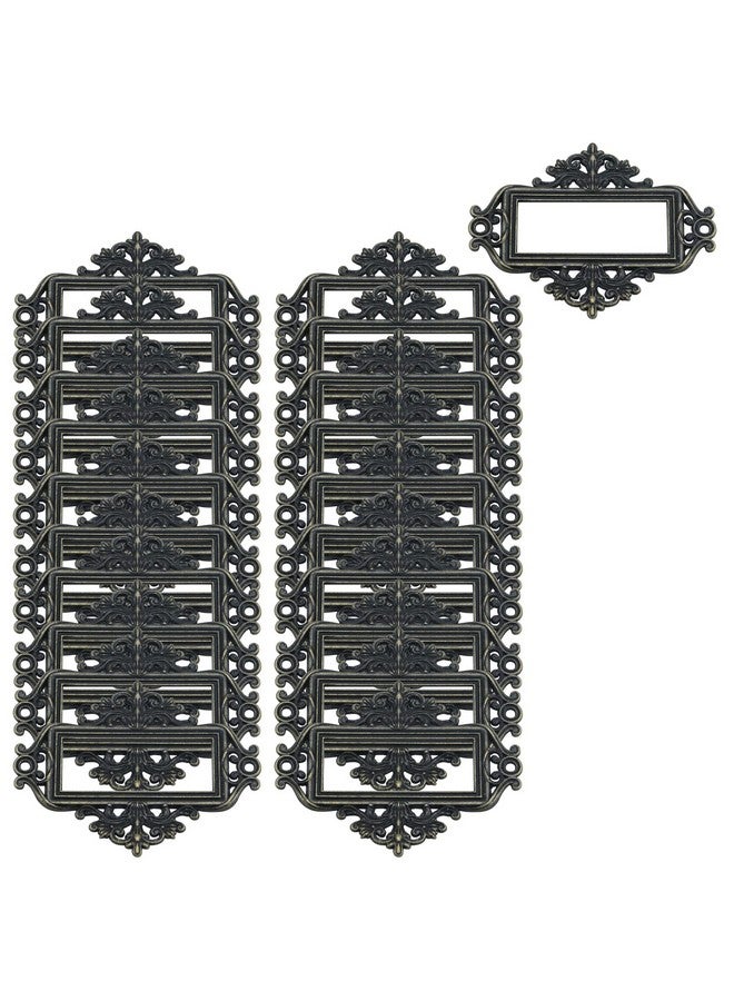 Antrader 24 Pack Vintage Laceup Office Library File Drawer Tag Business Card Slot Label Holder Metal Frame Antique Bronze - Image 1