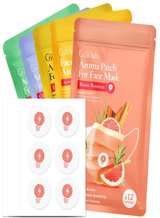 Gya Labs Combo Pack Aroma Mask Patches - Essential Oil Scented Mask Stickers for Face Masks & Pillows, Infused with Essential Oils (5 Packs, 60 Stickers) - Image 1