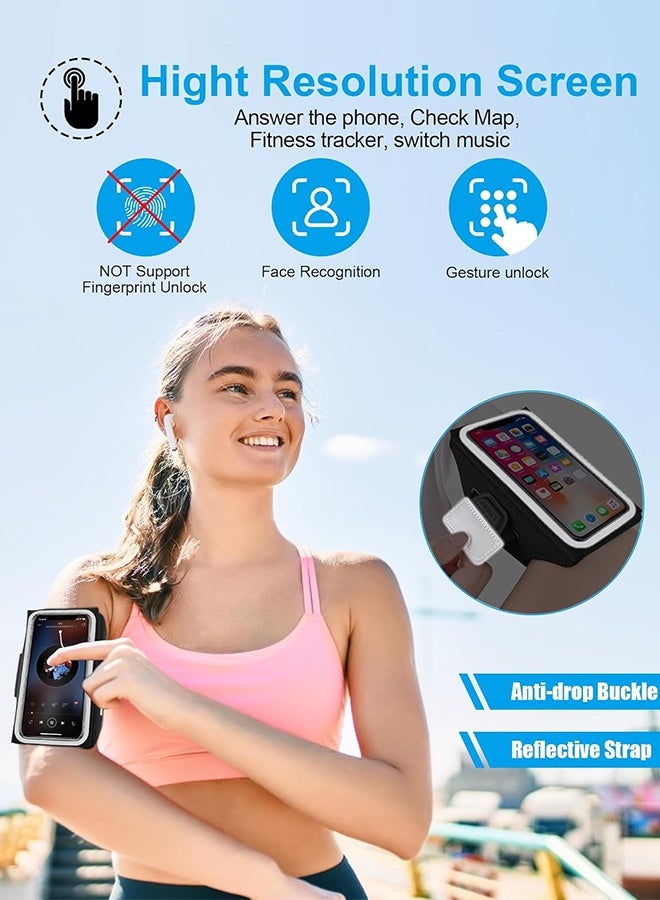UNUNS Phone Armband For Running, Cell Phone Running Armband with Airpods Zipper Pocket, Armband Case Running Holder For iPhone  15 14 13, Galaxy S23 S22, Sweatproof Arm Band With Card/Key Bag  - Image 4