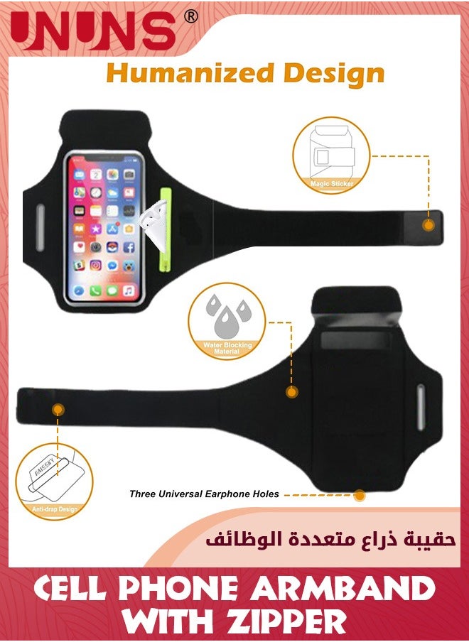 UNUNS - Phone Armband For Running, Cell Phone Running Armband with Airpods Zipper Pocket, Armband Case Running Holder For iPhone  15 14 13, Galaxy S23 S22, Sweatproof Arm Band With Card/Key Bag - Image 1