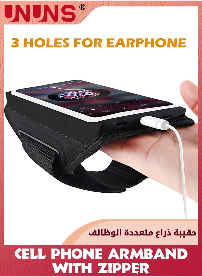 UNUNS - Phone Armband For Running, Cell Phone Running Armband with Airpods Zipper Pocket, Armband Case Running Holder For iPhone  15 14 13, Galaxy S23 S22, Sweatproof Arm Band With Card/Key Bag - Image 1