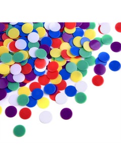 Coopay 900 Pieces Counters Counting Chips Plastic Markers Mixed Colors For Bingo Chips Game Tokens Contain White Blue Green Yellow Red Purple Colors  - Image 3