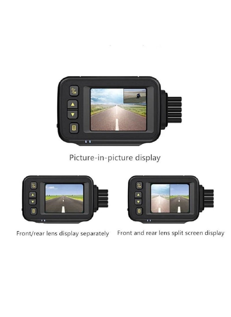 Generic - Waterproof Motorcycle Dash Cam Front + Rear Camera 2 inch Display Motorbike DVR System with G Sensor Parking Monitor - Image 1