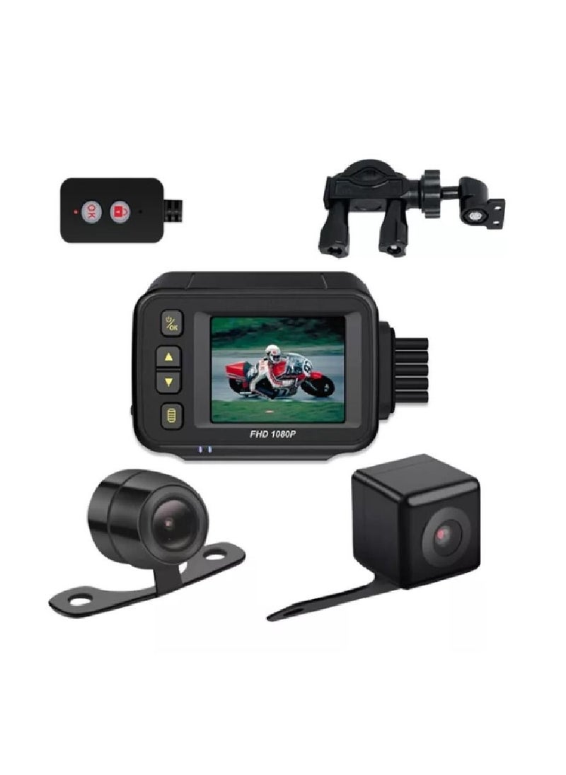 Generic - Waterproof Motorcycle Dash Cam Front + Rear Camera 2 inch Display Motorbike DVR System with G Sensor Parking Monitor - Image 1