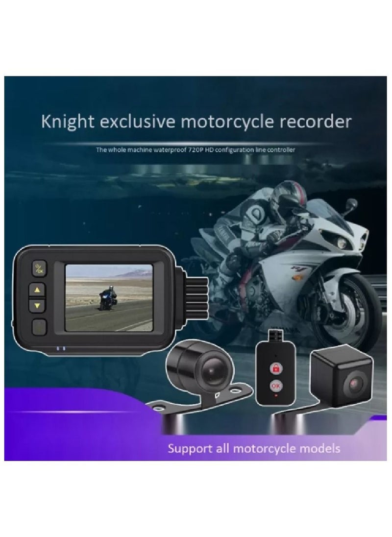 Generic - Waterproof Motorcycle Dash Cam Front + Rear Camera 2 inch Display Motorbike DVR System with G Sensor Parking Monitor - Image 1