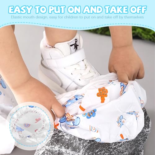 PALAY® Rain Shoe Covers for Kids, 3 Pairs Slip-On Shoe Covers with Elastic Collar, Knee-Length, Fashion Cartoon Wear-Resistant, for Kids 5-12 Years Old - Image 5