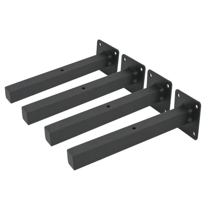 AddGrace Industrial Black Shelf Brackets 10 Inch L Brackets for Shelves Heavy Duty Floating Shelf Brackets Industrial Metal Shelf Support - Image 2