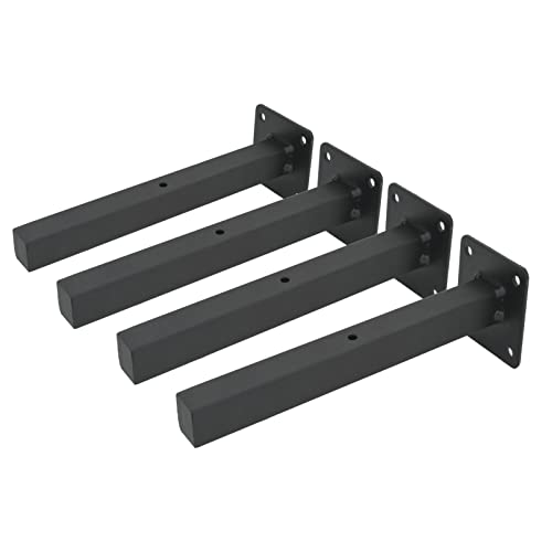 AddGrace Industrial Black Shelf Brackets 10 Inch L Brackets for Shelves Heavy Duty Floating Shelf Brackets Industrial Metal Shelf Support - Image 1