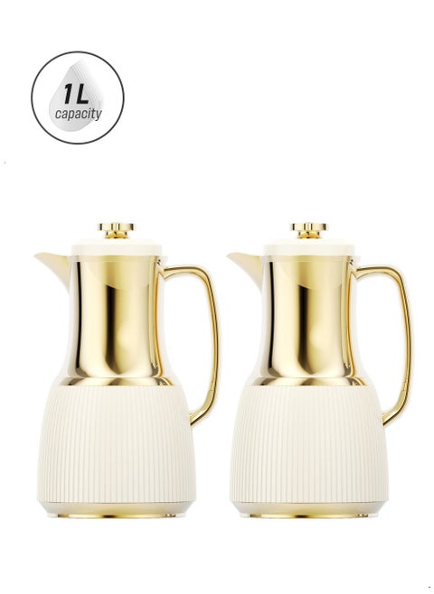 Set of 2 Flask 1L Capacity Leakproof Button Locking Design 1-Year Warranty
