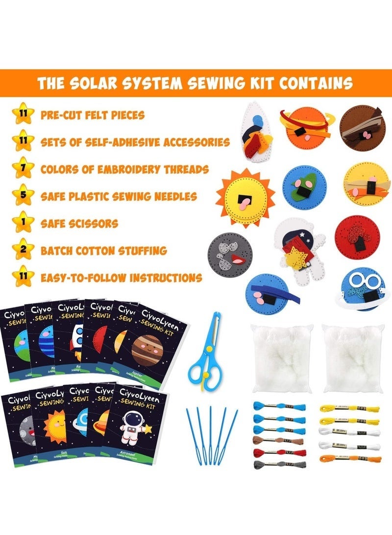 مجموعة الخياطة الفضائية ، النظام الشمسي DIY النشاط شعر الإمدادات الحرفية لـ 7 8 9 10 11 12 الفتيات والفتيان المبتدئين التعليميين مجموعة الخياطة من 11 - Image 2
