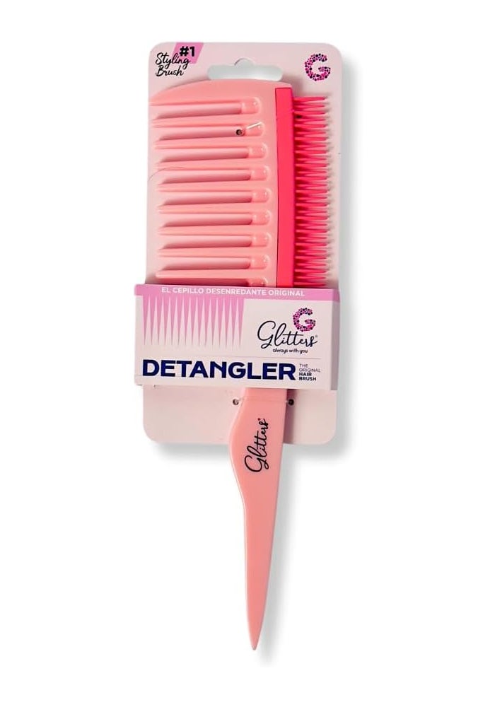 Glitters Double-Sided Hair Detangler Brush - Pink - Image 2