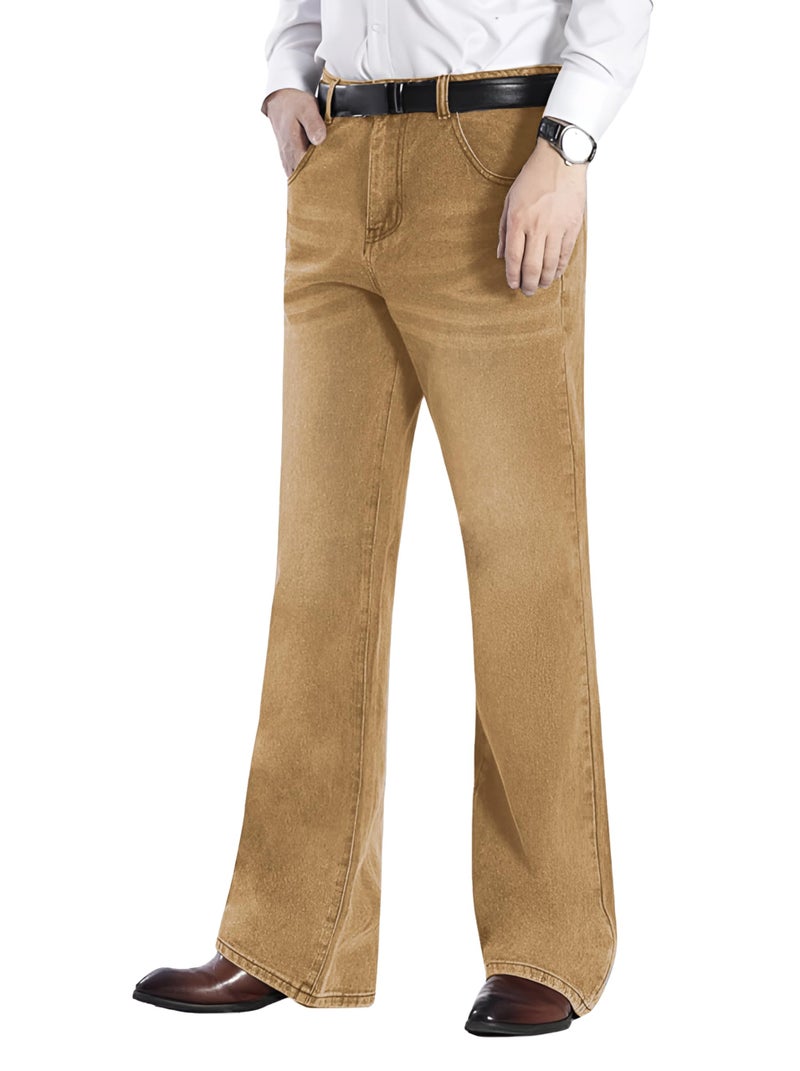 Ben Martin Men’s Bell Bottom Jeans || Bootcut Denim Pants || Wide Leg Flared Jean's for Men || High Waist Stretchable Retro Fit || Cotton Jean for College Casual Khaki, Size 34 (0) - Image 5
