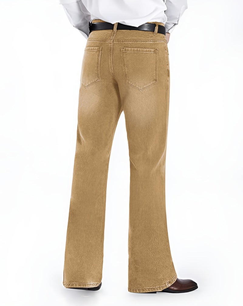 Ben Martin Men’s Bell Bottom Jeans || Bootcut Denim Pants || Wide Leg Flared Jean's for Men || High Waist Stretchable Retro Fit || Cotton Jean for College Casual Khaki, Size 34 (0) - Image 3
