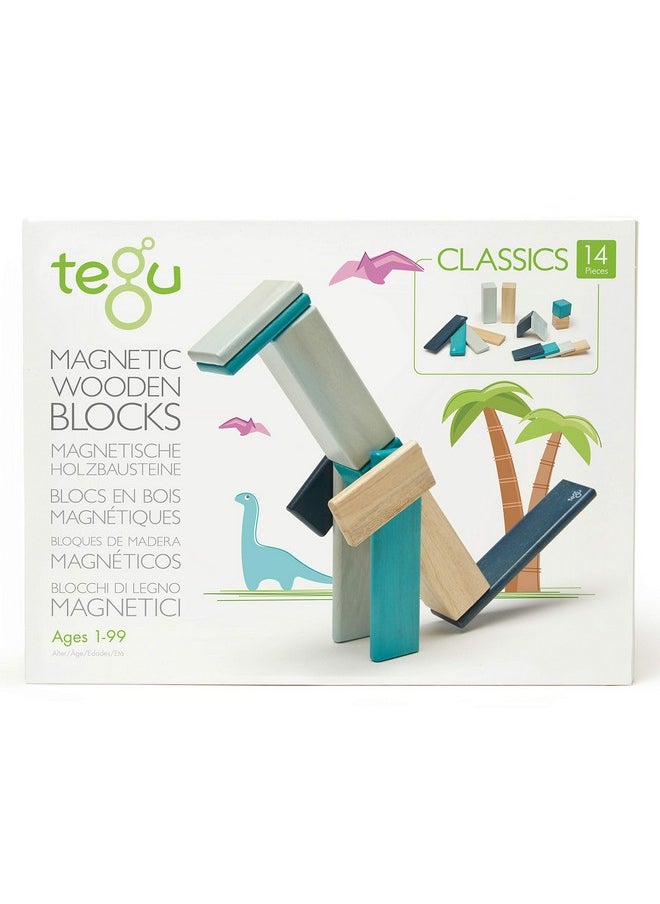 Tegu 14 Piece Tegu Magnetic Wooden Block Set Blues  - Image 1