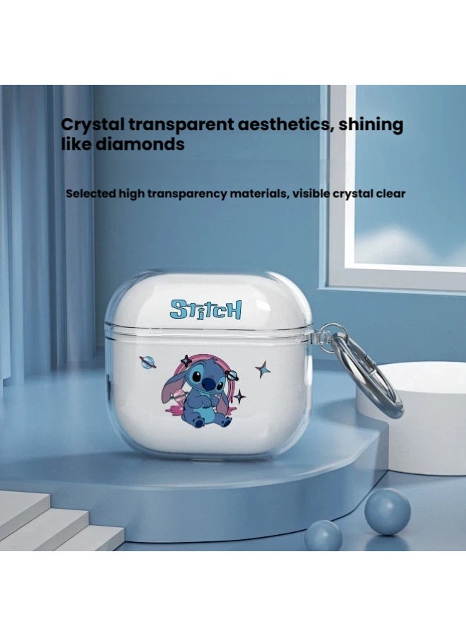 Clear Stitch themed AirPods Pro 2 Case with Metal Key Ring Durable Transparent Shell Stylish Protective and Fun - Image 2