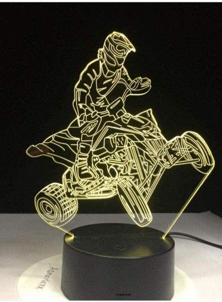 althiqahkey Multicolor Night Light Four Wheels Mountain Car Motor Racing Sport 3D Lamp 7/16 Color USB Night Lamp LED Lights for Kids Birthday Motocross Ride Gift - Image 3
