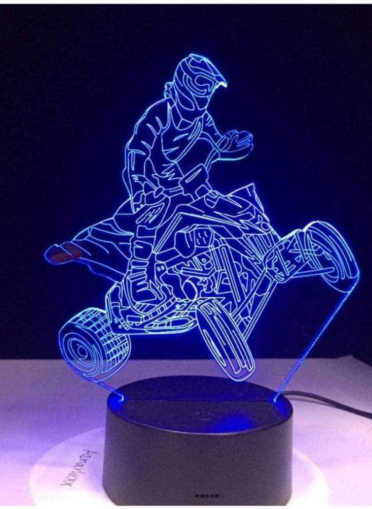 althiqahkey Multicolor Night Light Four Wheels Mountain Car Motor Racing Sport 3D Lamp 7/16 Color USB Night Lamp LED Lights for Kids Birthday Motocross Ride Gift - Image 4