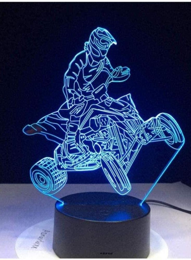 althiqahkey Multicolor Night Light Four Wheels Mountain Car Motor Racing Sport 3D Lamp 7/16 Color USB Night Lamp LED Lights for Kids Birthday Motocross Ride Gift - Image 5