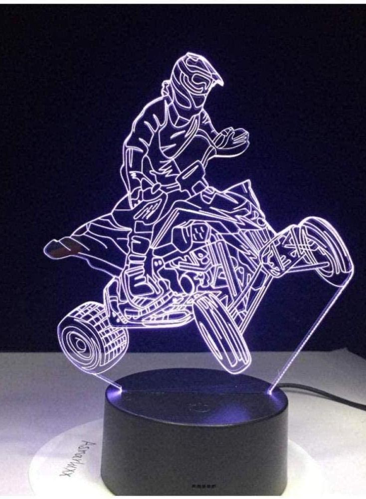 althiqahkey Multicolor Night Light Four Wheels Mountain Car Motor Racing Sport 3D Lamp 7/16 Color USB Night Lamp LED Lights for Kids Birthday Motocross Ride Gift - Image 2
