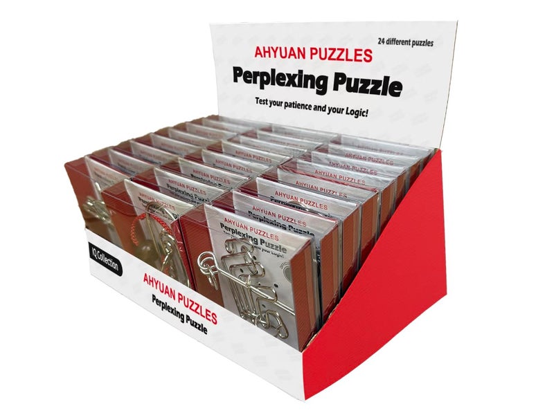 Ahyuan Assorted Metal Puzzle Large 24 Pack IQ Wire Metal Puzzles with Paper Box Gift Package Stress Relief Toys Great Educational Puzzle Games Toys for Kids and Adults by AHYUAN