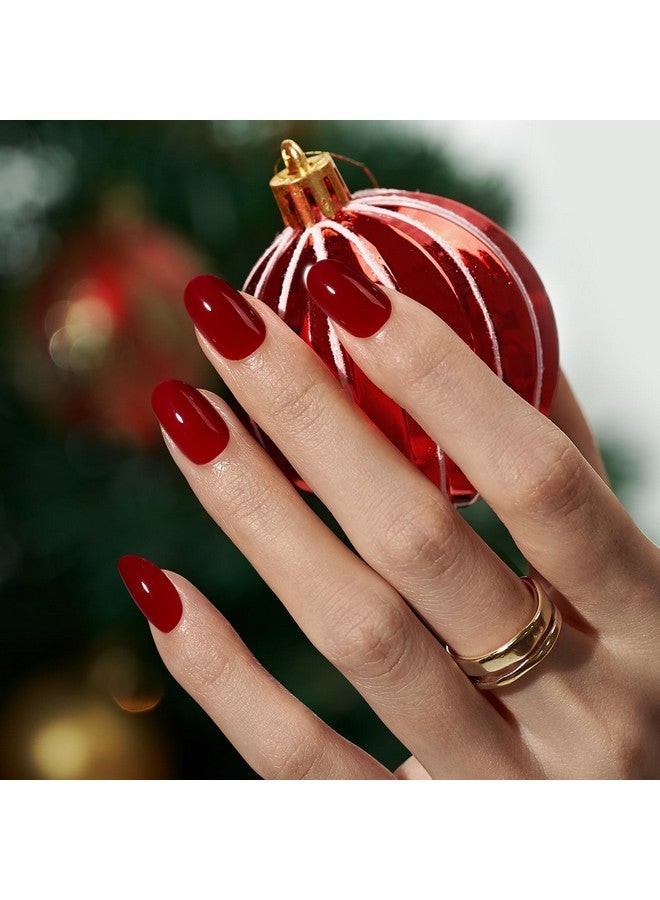 Press On Nails Short - Halloween Press On Nails Red Short Oval Nails Fall Fake Nail With Nail Glue, Fit Perfectly, Reusable Glue On Nails In 16 Sizes, Cardinal