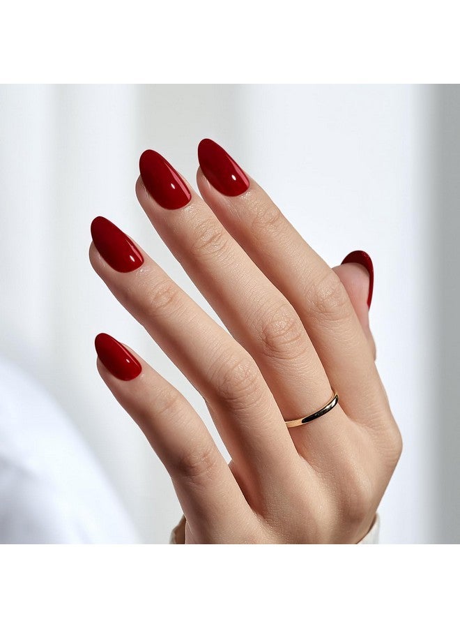 Press On Nails Short - Halloween Press On Nails Red Short Oval Nails Fall Fake Nail With Nail Glue, Fit Perfectly, Reusable Glue On Nails In 16 Sizes, Cardinal