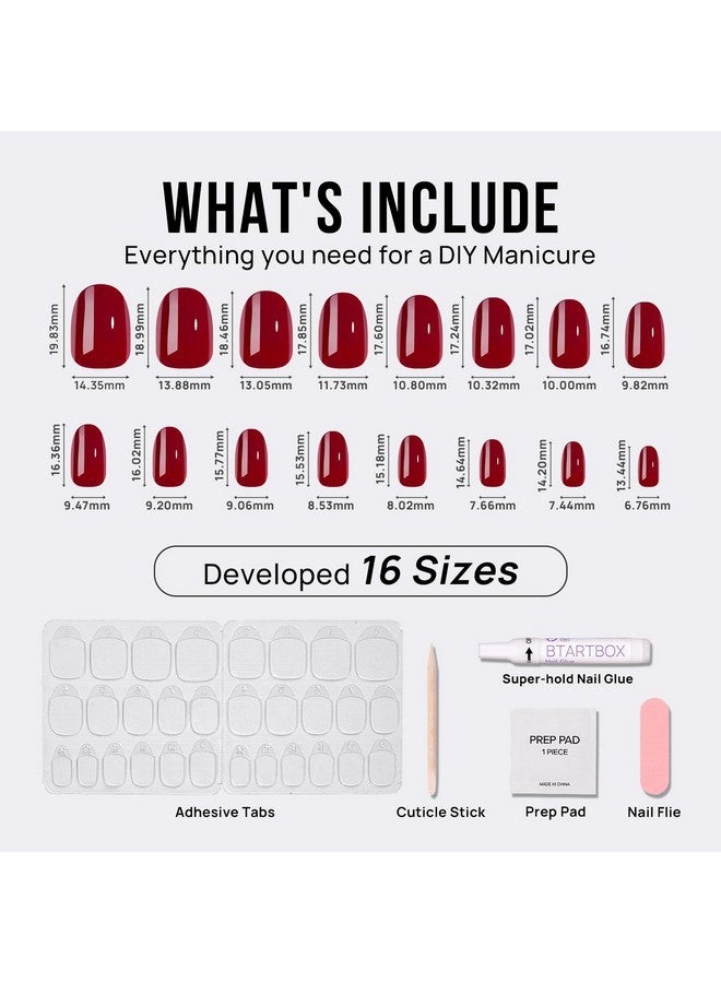 Press On Nails Short - Halloween Press On Nails Red Short Oval Nails Fall Fake Nail With Nail Glue, Fit Perfectly, Reusable Glue On Nails In 16 Sizes, Cardinal