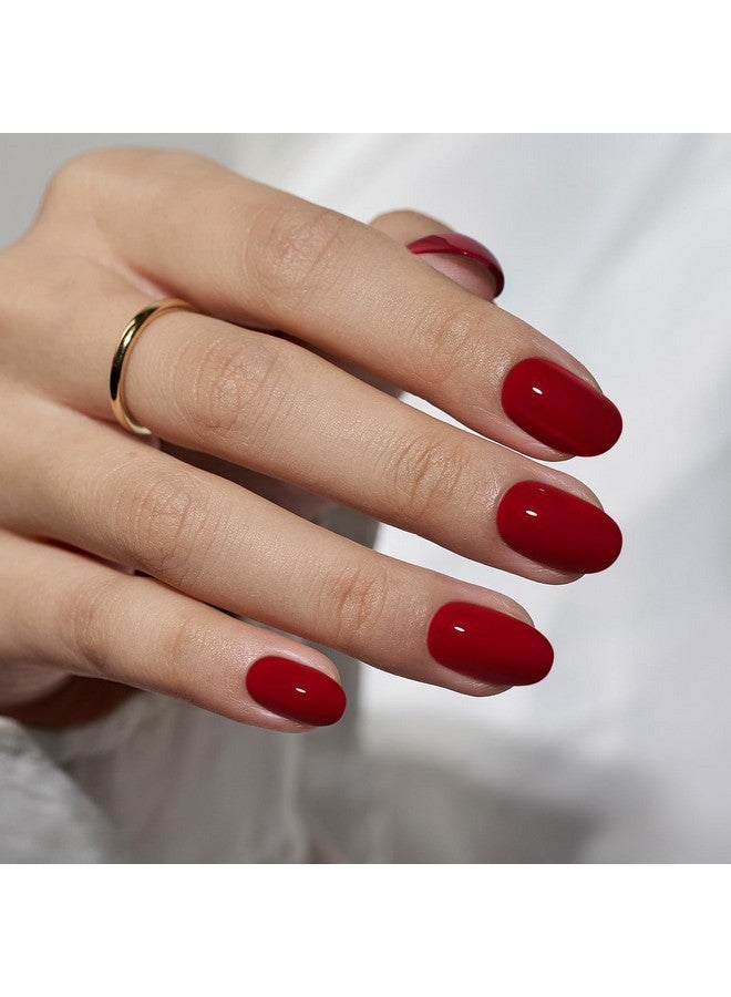 Press On Nails Short - Halloween Press On Nails Red Short Oval Nails Fall Fake Nail With Nail Glue, Fit Perfectly, Reusable Glue On Nails In 16 Sizes, Cardinal