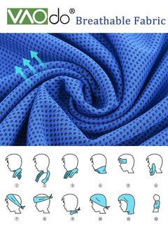 VAOdo 3PCS Cooling Towels for Hot Weather Instant Cold Breathable Towel Chilly Rags for Neck Sweat Towels for Gym Yoga Golf Tennis Workout Travel 100*30CM Blue  - Image 3