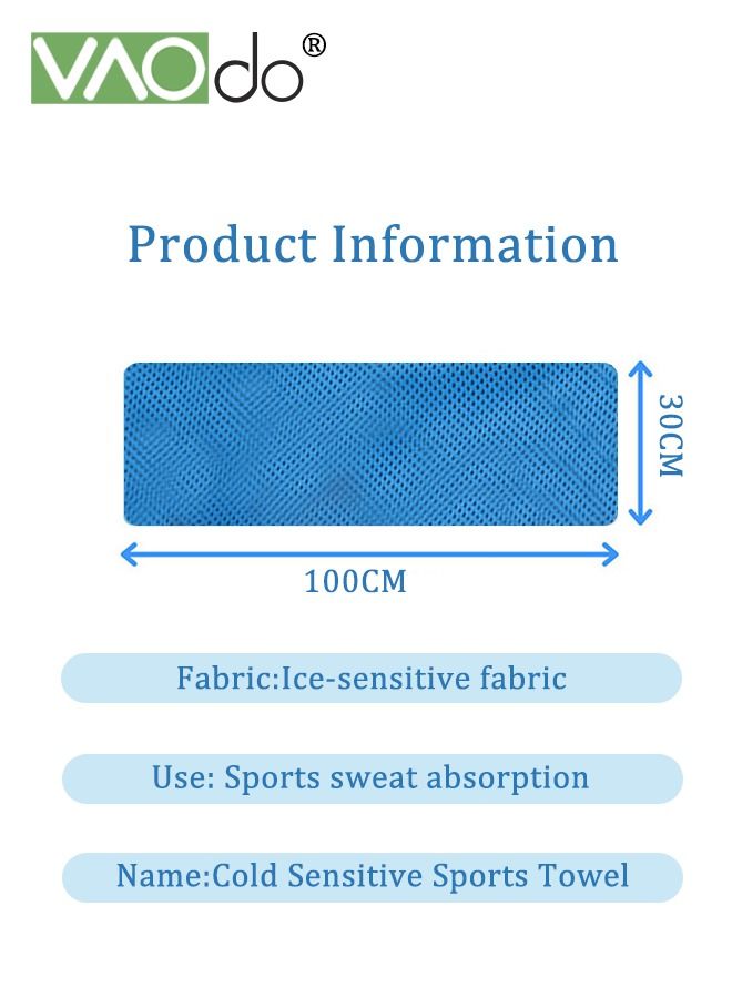 VAOdo 3PCS Cooling Towels for Hot Weather Instant Cold Breathable Towel Chilly Rags for Neck Sweat Towels for Gym Yoga Golf Tennis Workout Travel 100*30CM Blue  - Image 2