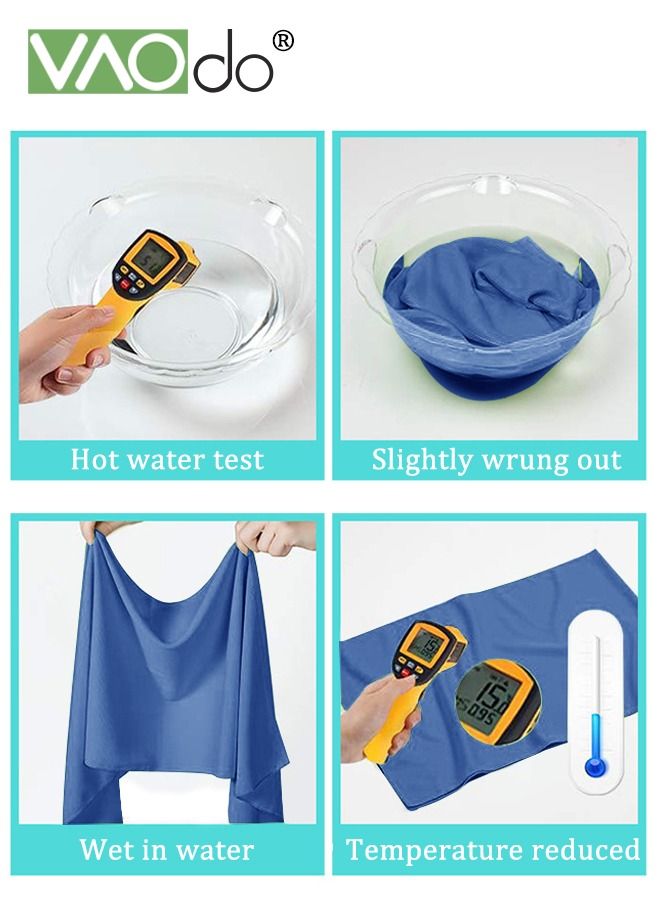 3PCS Cooling Towels for Hot Weather Instant Cold Breathable Towel Chilly Rags for Neck Sweat Towels for Gym Yoga Golf Tennis Workout Travel 100*30CM Blue