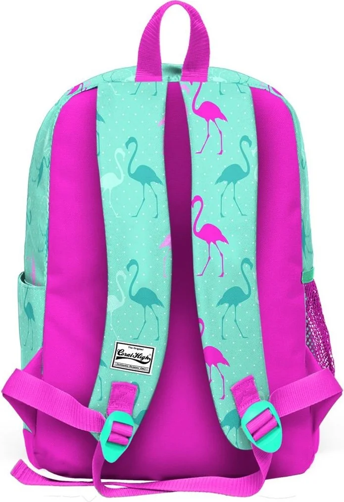 CORAL HIGH Kids Water Green Flamingo Patterned School Backpack with USB Charging Headphone Outlet 23275