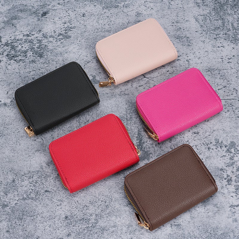 Multifunctional Solid Color PU Leather Wallet, RFID Blocking Design Portable Daily Storage Purse for Cards Cash Coin Business Use - Image 3
