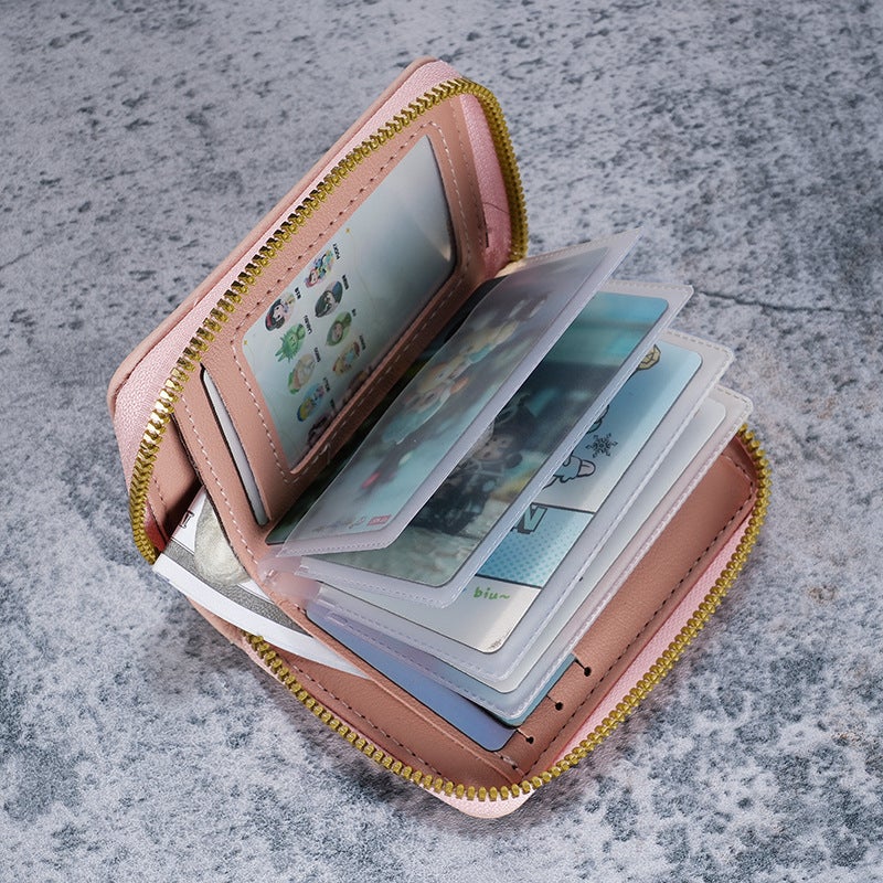 Multifunctional Solid Color PU Leather Wallet, RFID Blocking Design Portable Daily Storage Purse for Cards Cash Coin Business Use - Image 1