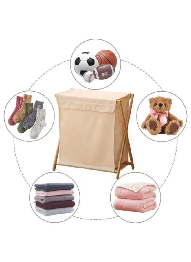 GGEROU - Bamboo Laundry Hamper Sorter Cart, Portable and Collapsible Folding Clothes Laundry Basket Storage with Removable Liner Bag - Image 1