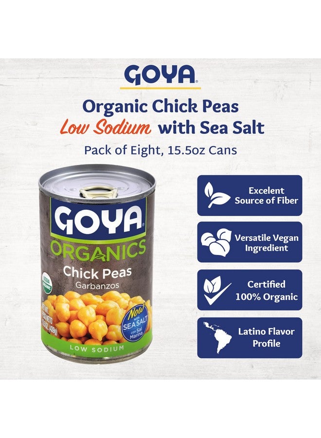 Goya Organic Chick Peas Garbanzo Beans, Low Sodium with Sea Salt, 15.5 Ounce (Pack of 8) - Image 1