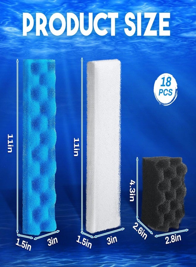 Threlaco 18 Pcs Bio Sponge Set Compatible with Fluval 406/407 Aquarium Filters Compatible with Aquarium Filters Including Blue White Black Bio Sponge for Replacement Filter Media Kit - Image 2