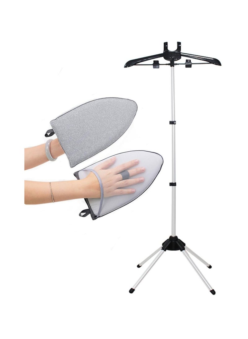Arabest Handheld Garment Steamer Rack + Iron Proof Gloves, Hangers for Steaming Clothes, Vertical Cloth Steamer Hangers, Folding Garment, Drying Racks, Handheld Hanging Ironing Machine Hangers - Image 1
