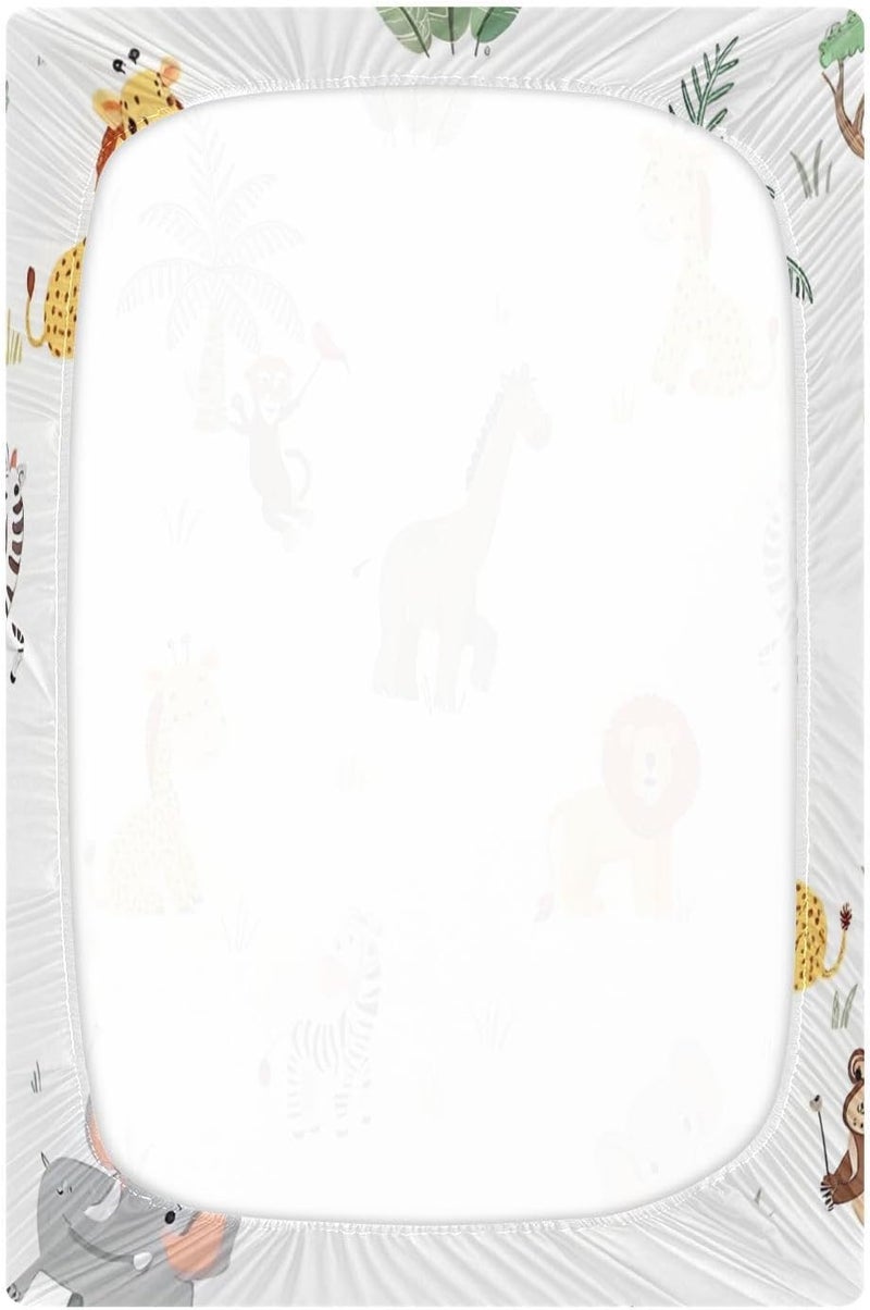 Tropical Jungle Zoo Crib Sheets for Boys Girls Ultra Soft Breathable Baby Crib Sheet Fitted Crib Sheets for Standard Size Crib and Toddler Mattresses, 39 x 27 Inch - Image 3