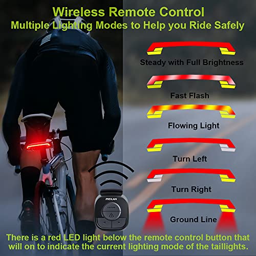 MEILAN X5 Wireless Remote Control Smart Bike TailLight Rear Light Automatic Brake Light with Turn Signal Light USB Rechargeable Safety Flashing light Fits on Any Road Bicycle - Image 3