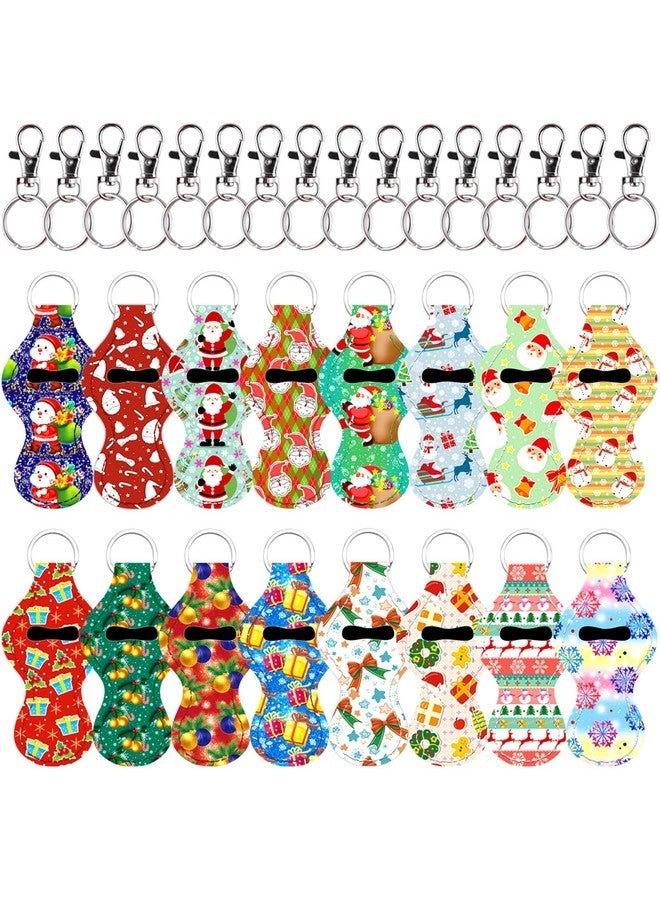 Duufin 16 Pieces Christmas Chapstick Holder Keychain Lip Balm Holder Lipstick Keychain Holder Lipgloss Keychains Holder with 16 Pieces Metal Clip Cords for Chapstick Tracker and Safeguard - Image 1