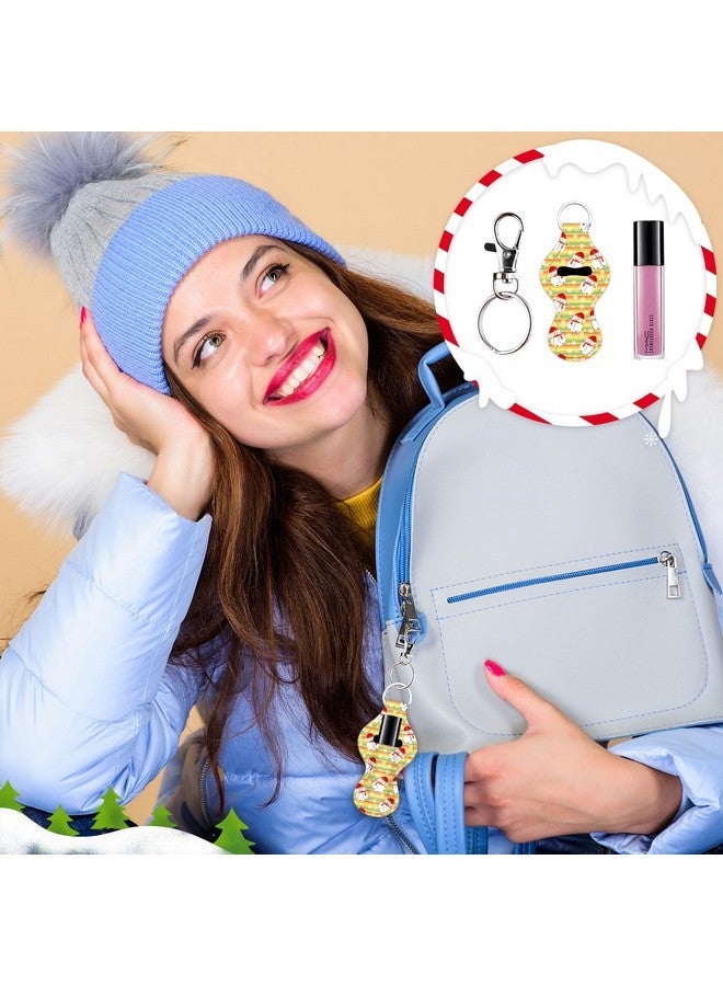 Duufin 16 Pieces Christmas Chapstick Holder Keychain Lip Balm Holder Lipstick Keychain Holder Lipgloss Keychains Holder with 16 Pieces Metal Clip Cords for Chapstick Tracker and Safeguard - Image 5