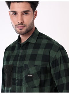Beyoung Dark Green  Checked Shirt for Men  - Image 5