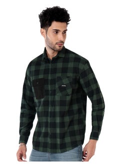 Beyoung Dark Green  Checked Shirt for Men  - Image 1
